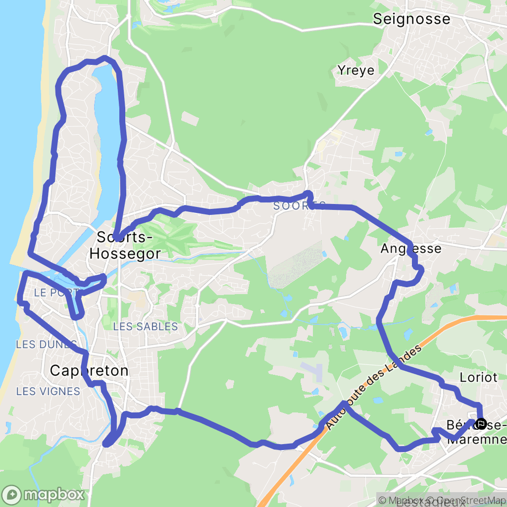 Bénesse-Maremne : carte du parcours de randonnée - France
