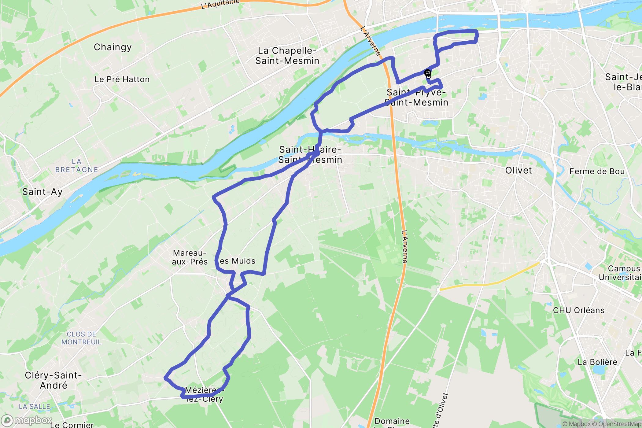 Saint-Pryvé-Saint-Mesmin : carte du parcours de randonnée - France