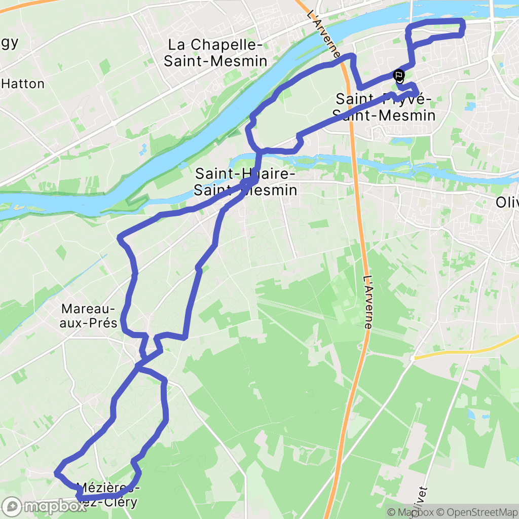 Saint-Pryvé-Saint-Mesmin : carte du parcours de randonnée - France