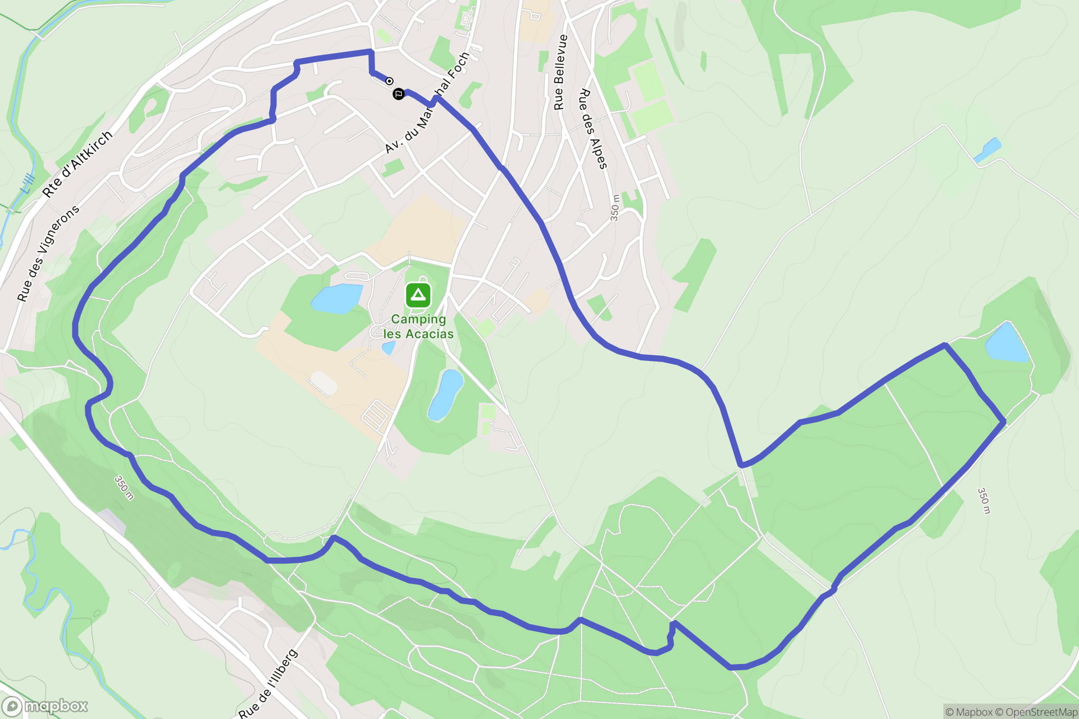 Altkirch : carte du parcours de randonnée - France
