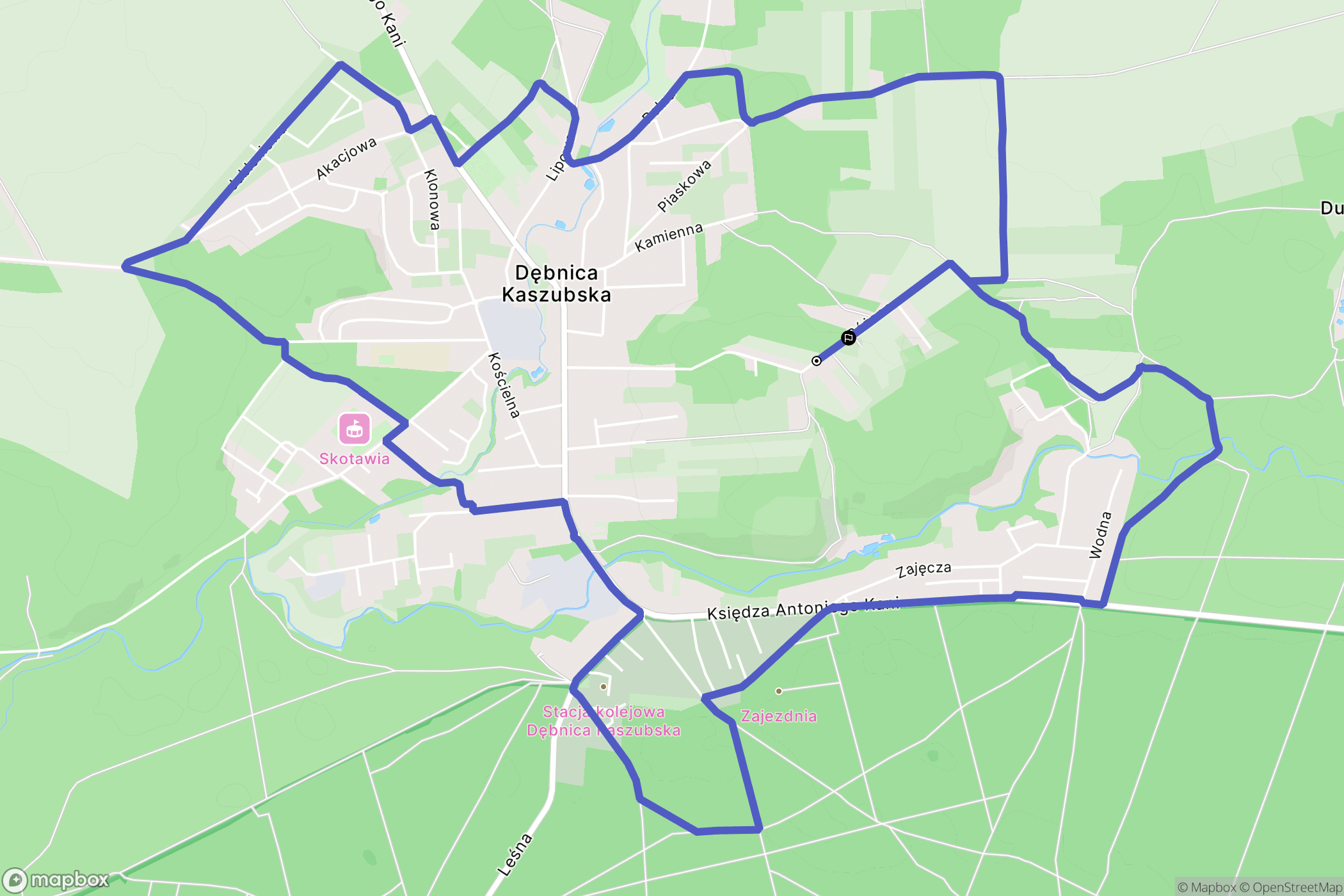 Dębnica Kaszubska: mapa trasy - Poland