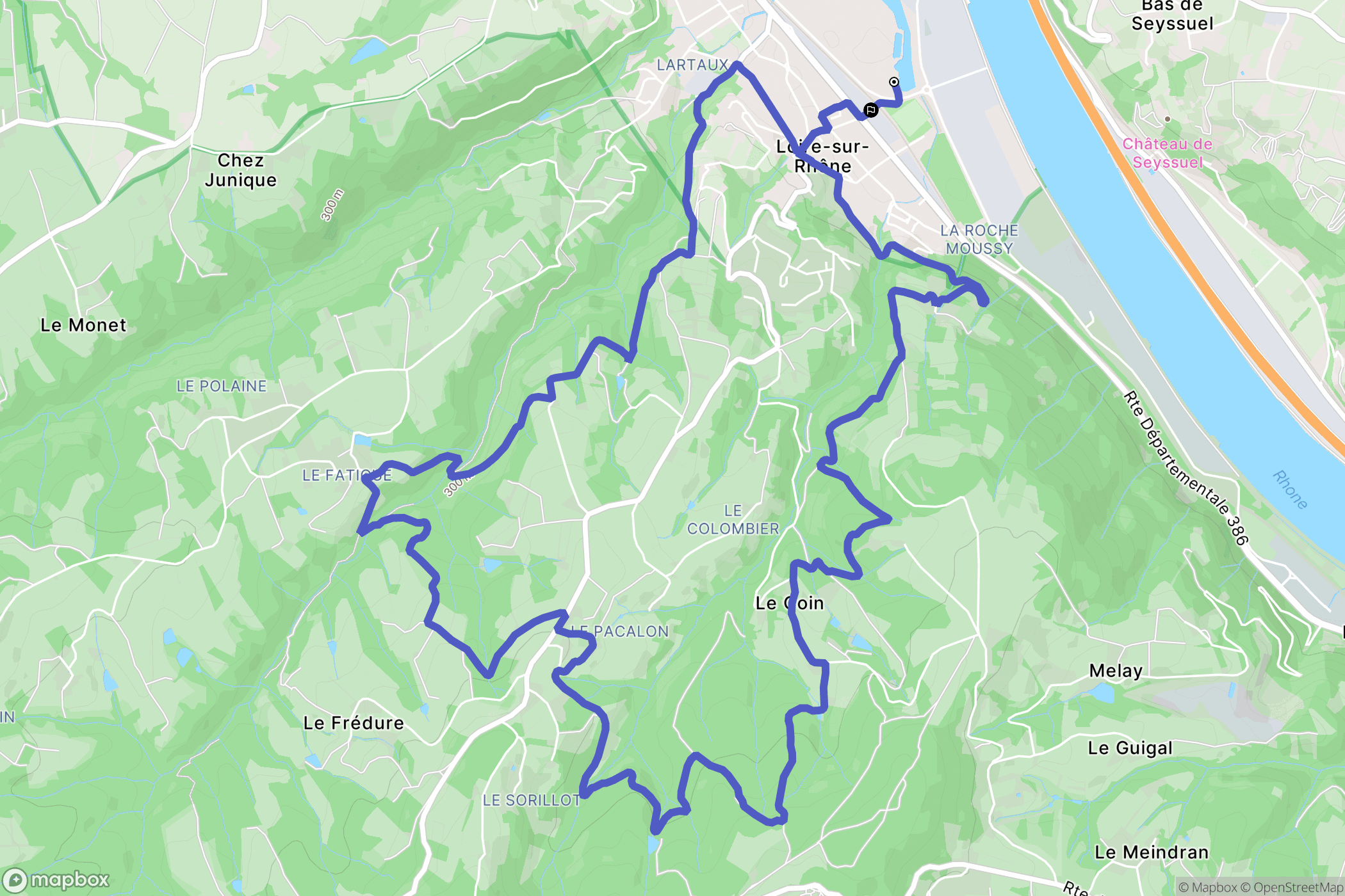 Loire-sur-Rhône : carte du parcours de randonnée - France