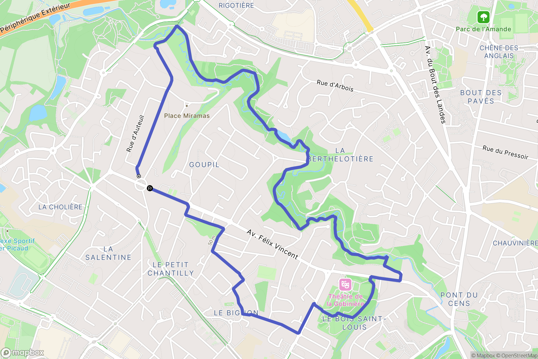 Orvault : carte du parcours de randonnée - France