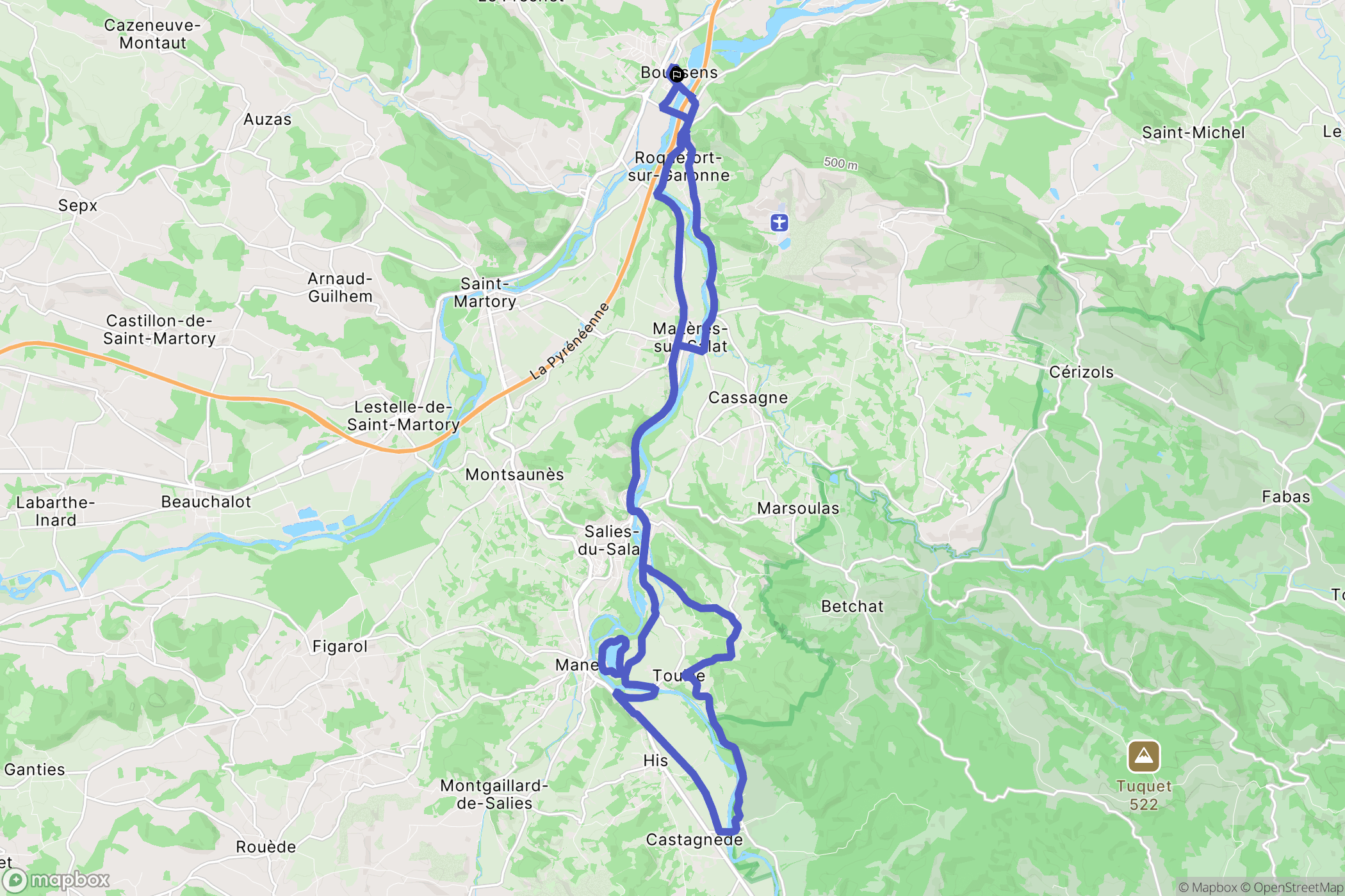 Boussens : carte du parcours de randonnée - France