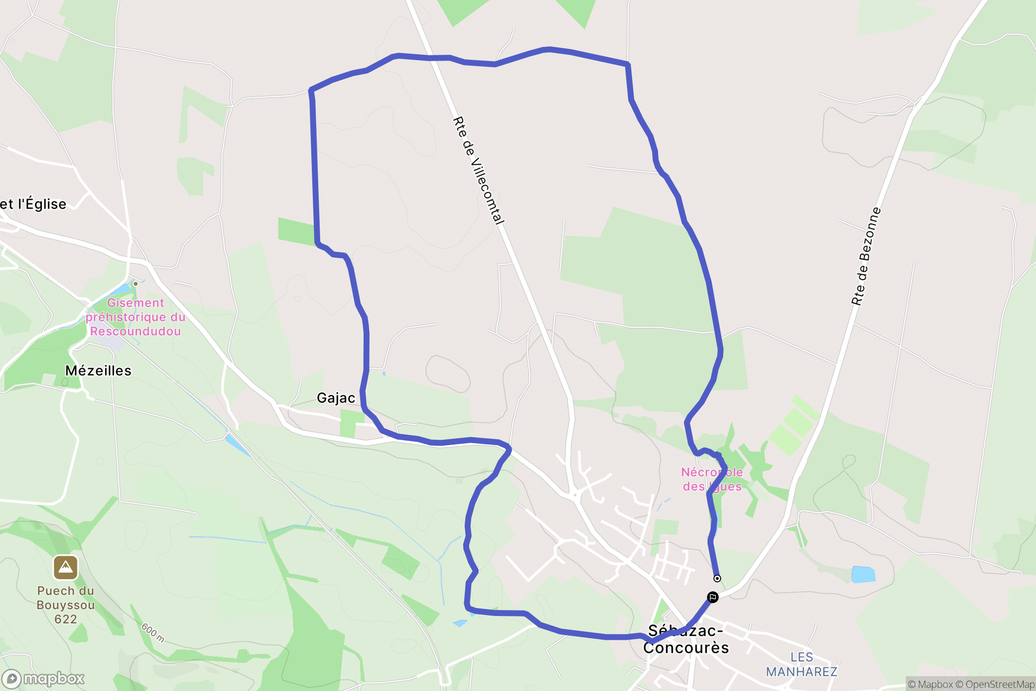 Sébazac-Concourès : carte du parcours de randonnée - France