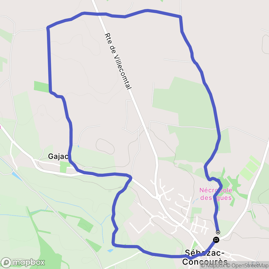 Sébazac-Concourès : carte du parcours de randonnée - France