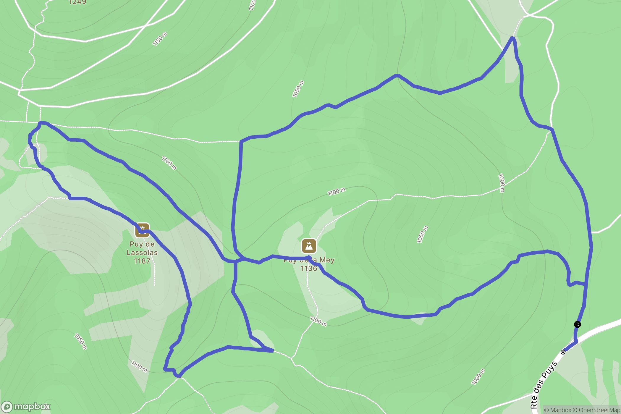 Saint-Genès-Champanelle : carte du parcours de randonnée - France