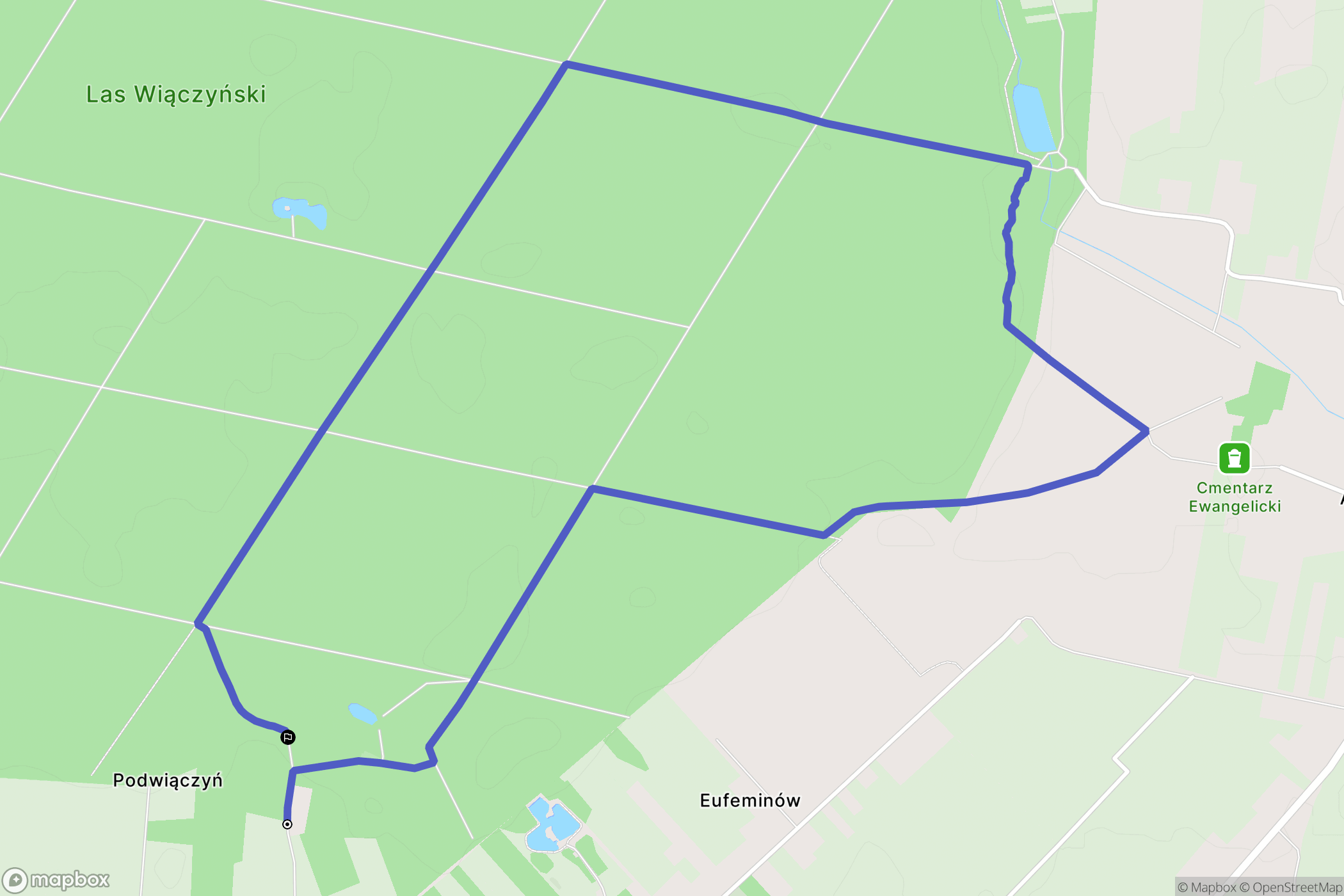Wiączyń Dolny: mapa trasy - Poland