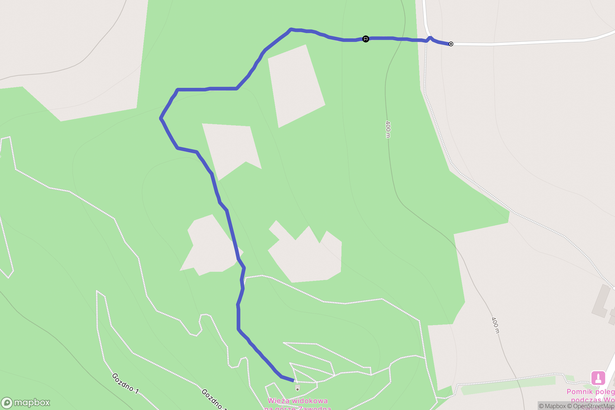 Gozdno: mapa trasy - Poland