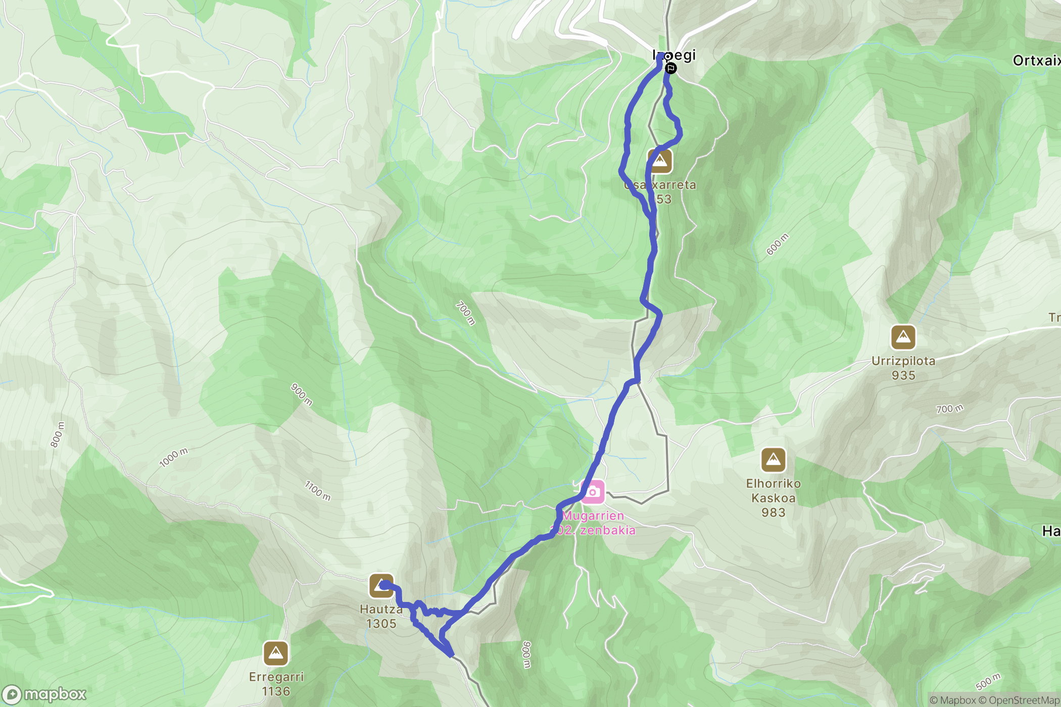 Iñarbil : carte du parcours de randonnée - Spain