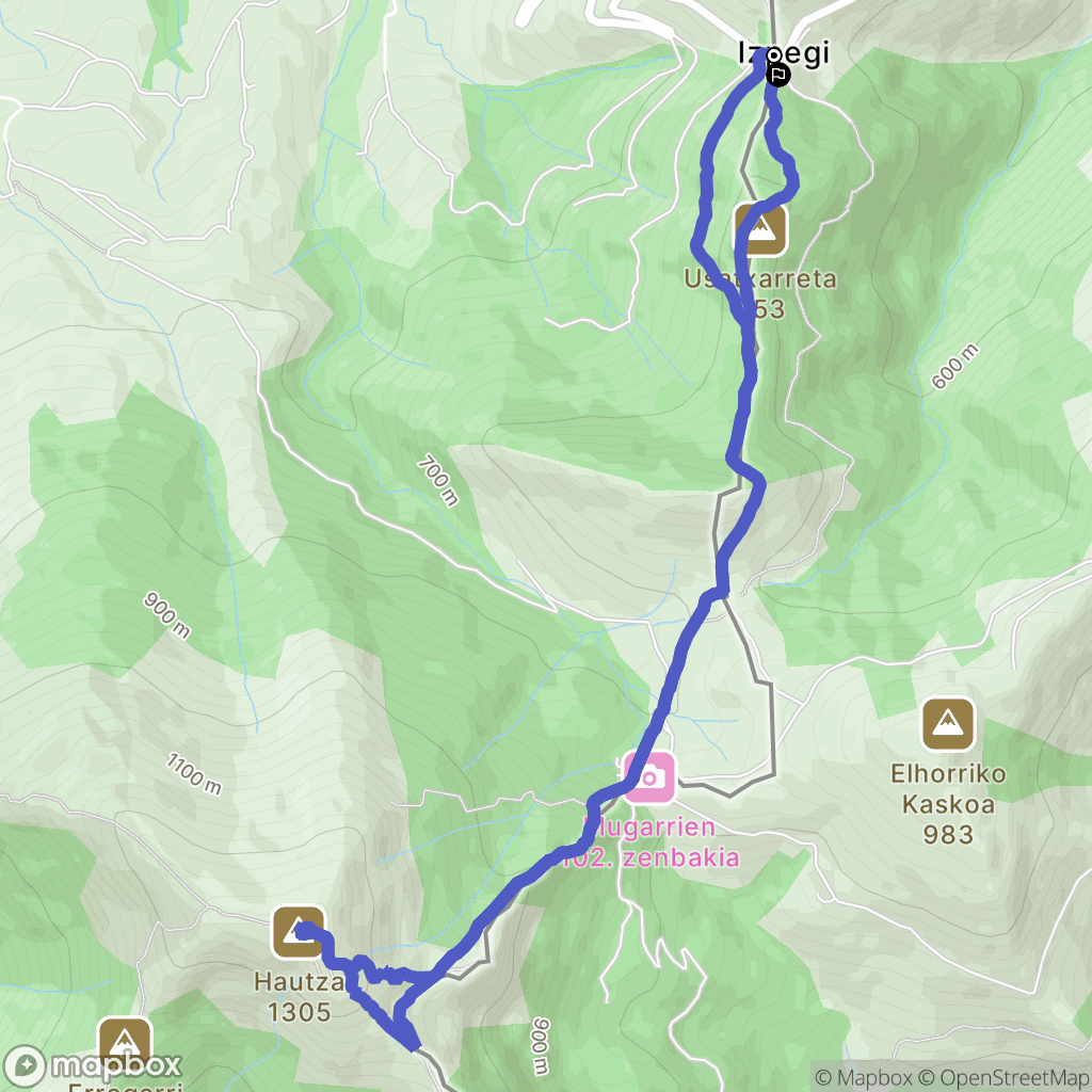 Iñarbil : carte du parcours de randonnée - Spain