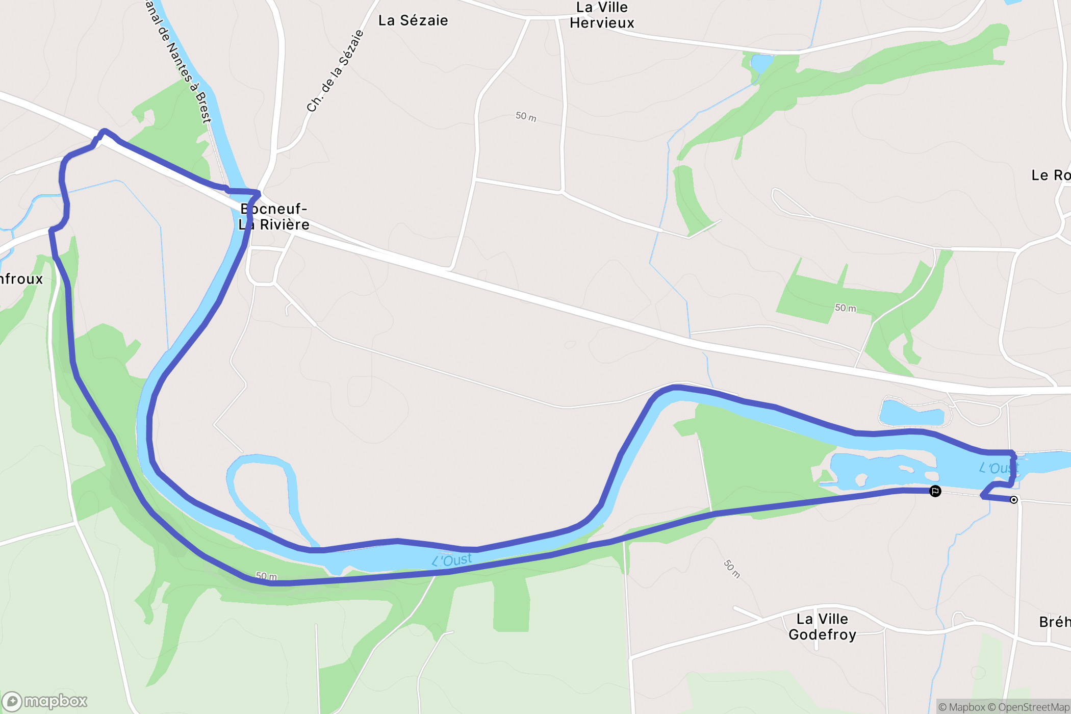 Guégon : carte du parcours de randonnée - France