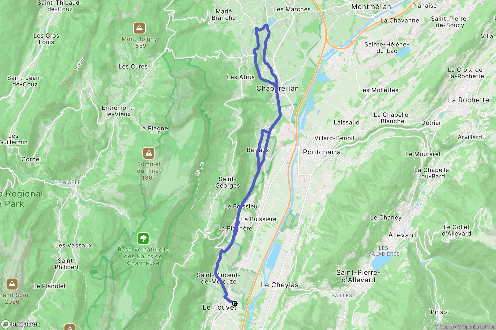 Le Touvet : carte du parcours de randonnée - France