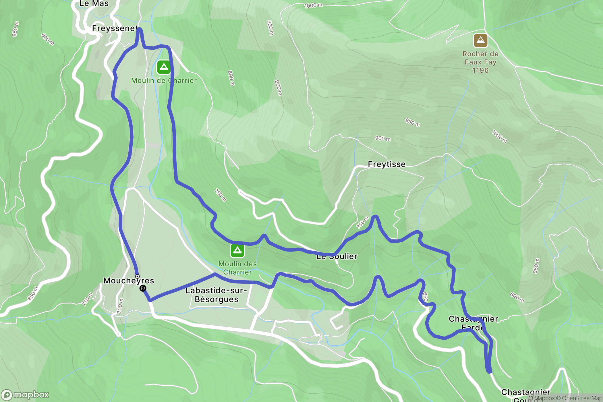 Labastide-sur-Bésorgues : carte du parcours de randonnée - France
