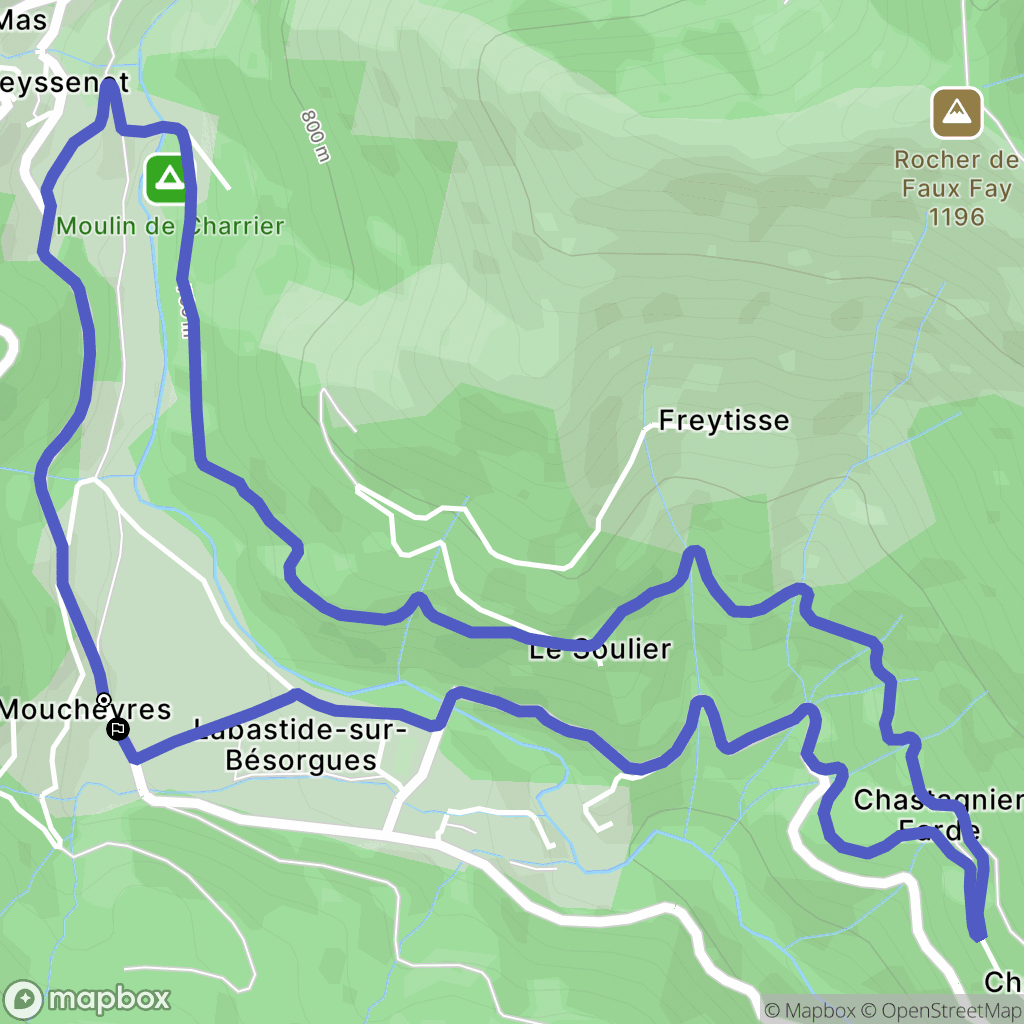 Labastide-sur-Bésorgues : carte du parcours de randonnée - France