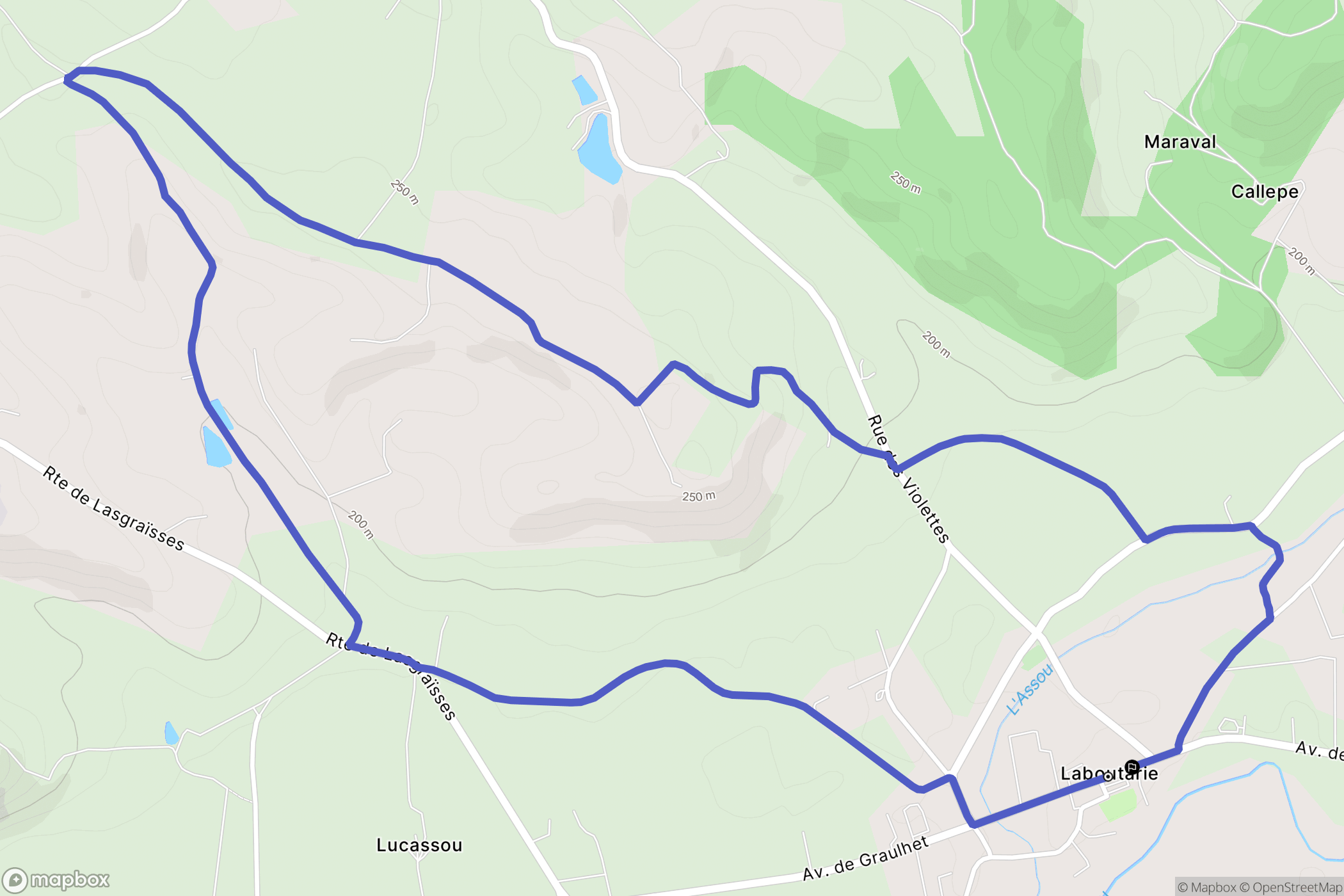 Laboutarie : carte du parcours de randonnée - France