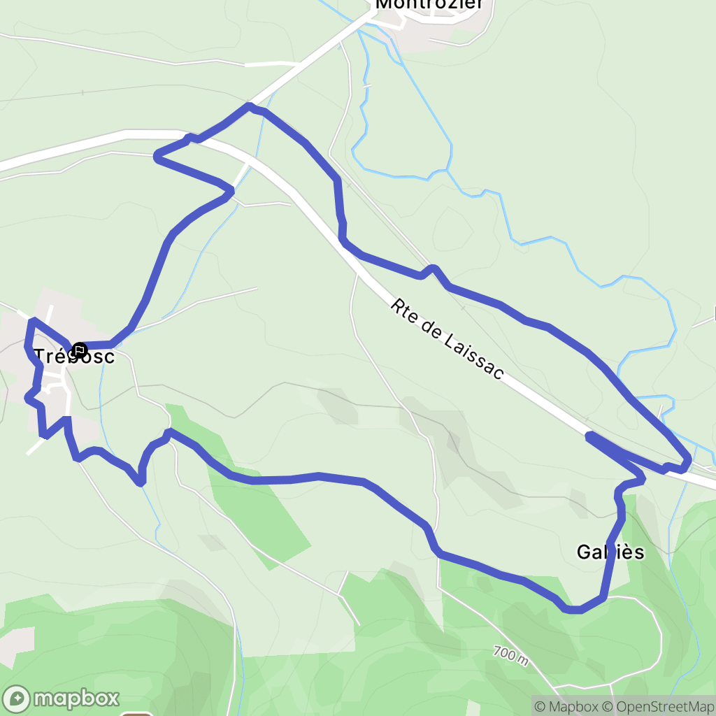 Montrozier : carte du parcours de randonnée - France