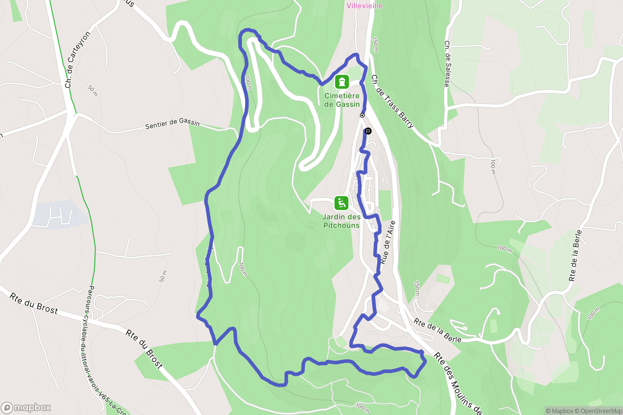 Gassin : carte du parcours de randonnée - France