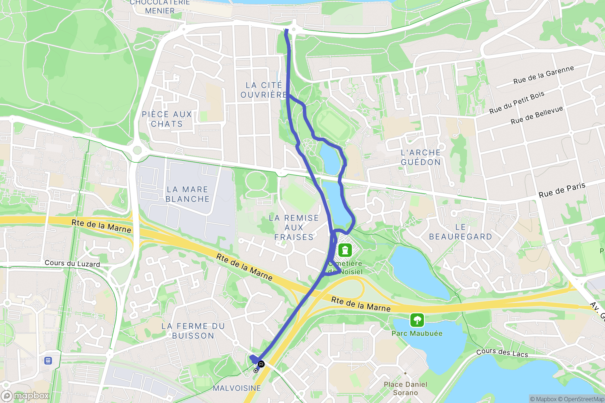 Noisiel : carte du parcours de randonnée - France