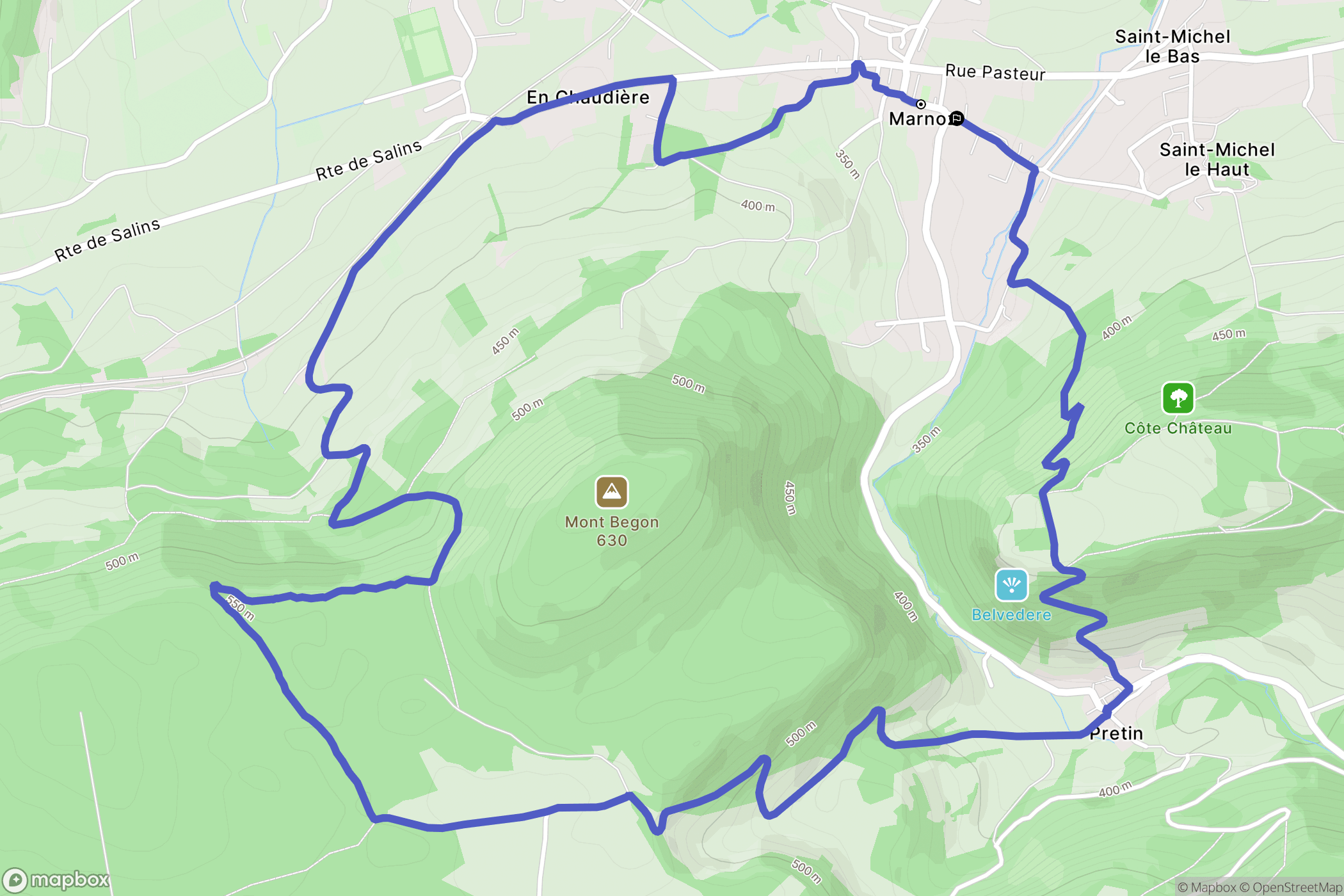 Marnoz : carte du parcours de randonnée - France