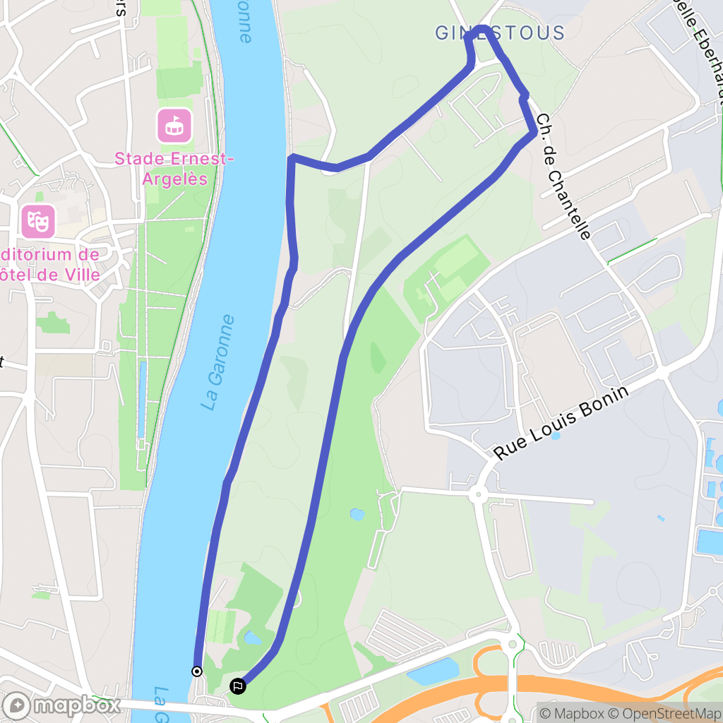 Toulouse : carte du parcours de randonnée - France