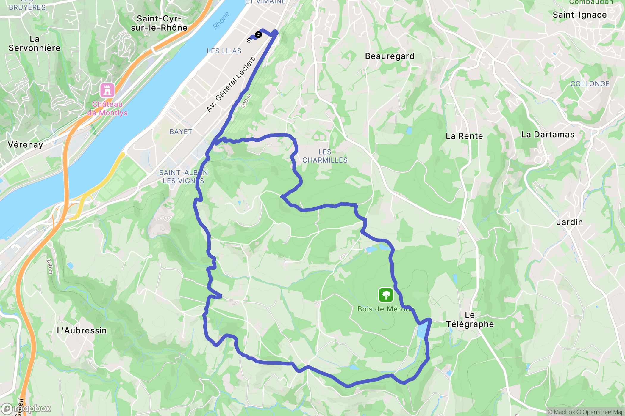 Vienne : carte du parcours de randonnée - France