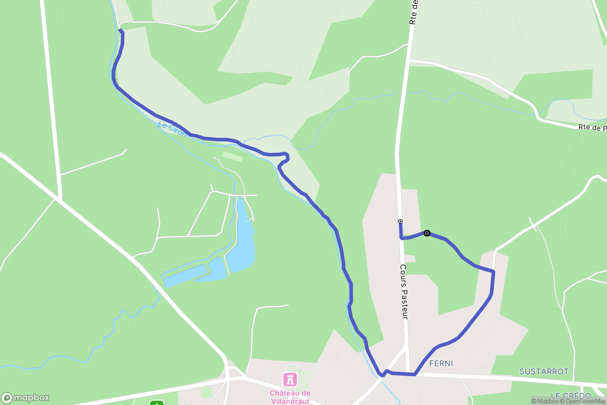 Villandraut : carte du parcours de randonnée - France