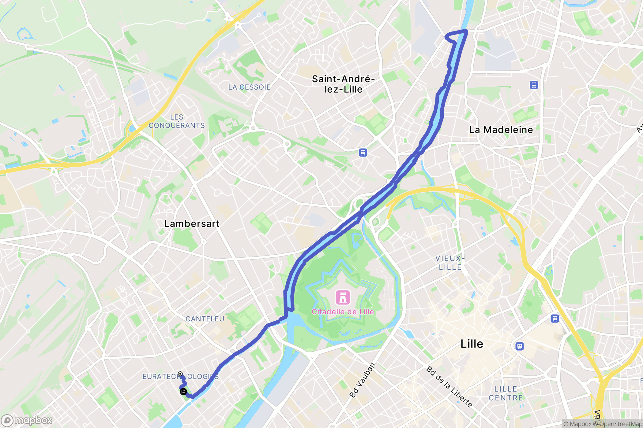 Lille : carte du parcours de randonnée - France
