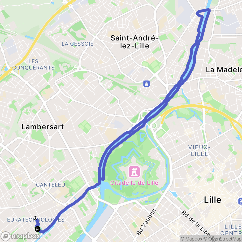Lille : carte du parcours de randonnée - France