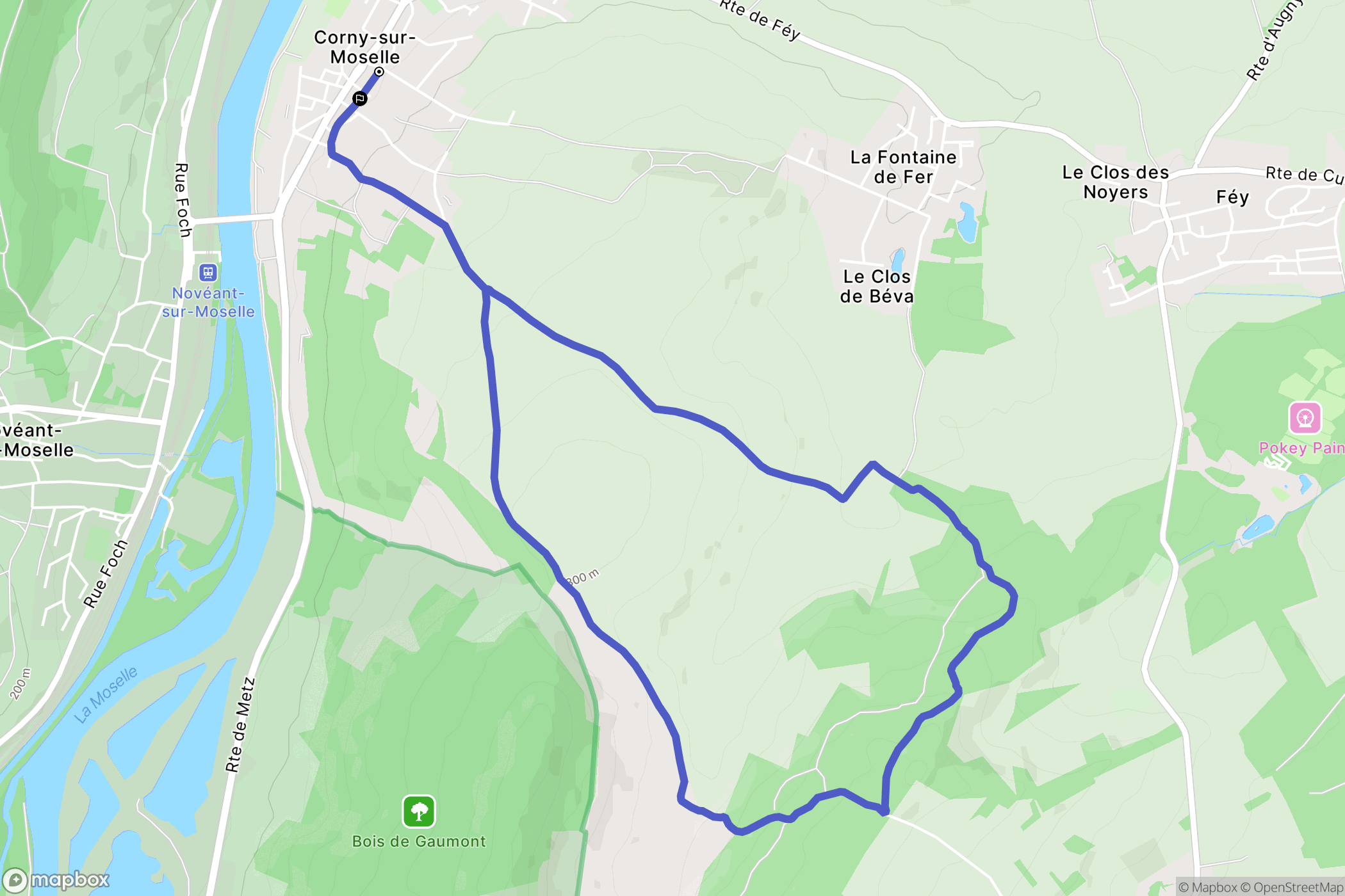 Corny-sur-Moselle : carte du parcours de randonnée - France