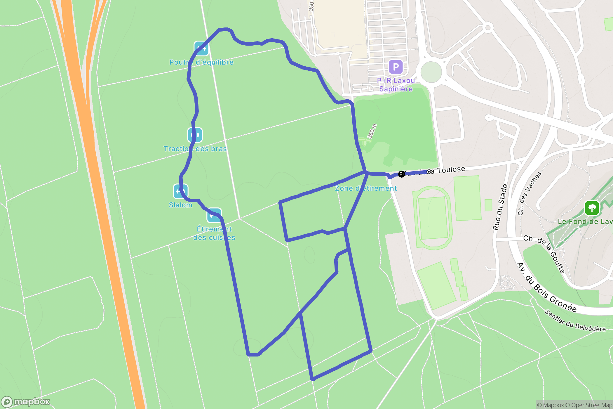 Laxou : carte du parcours de randonnée - France
