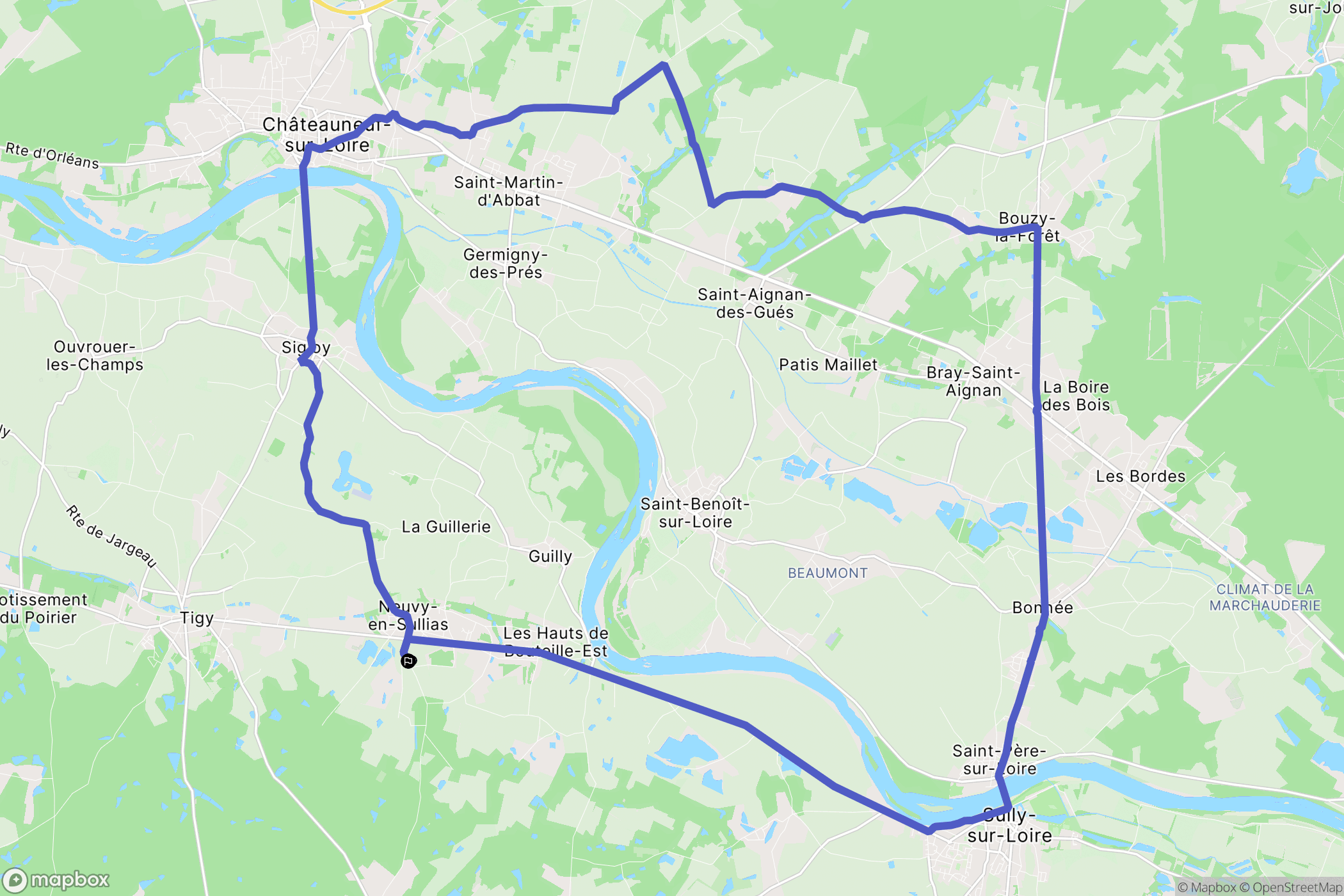 Neuvy-en-Sullias : carte du parcours de randonnée - France