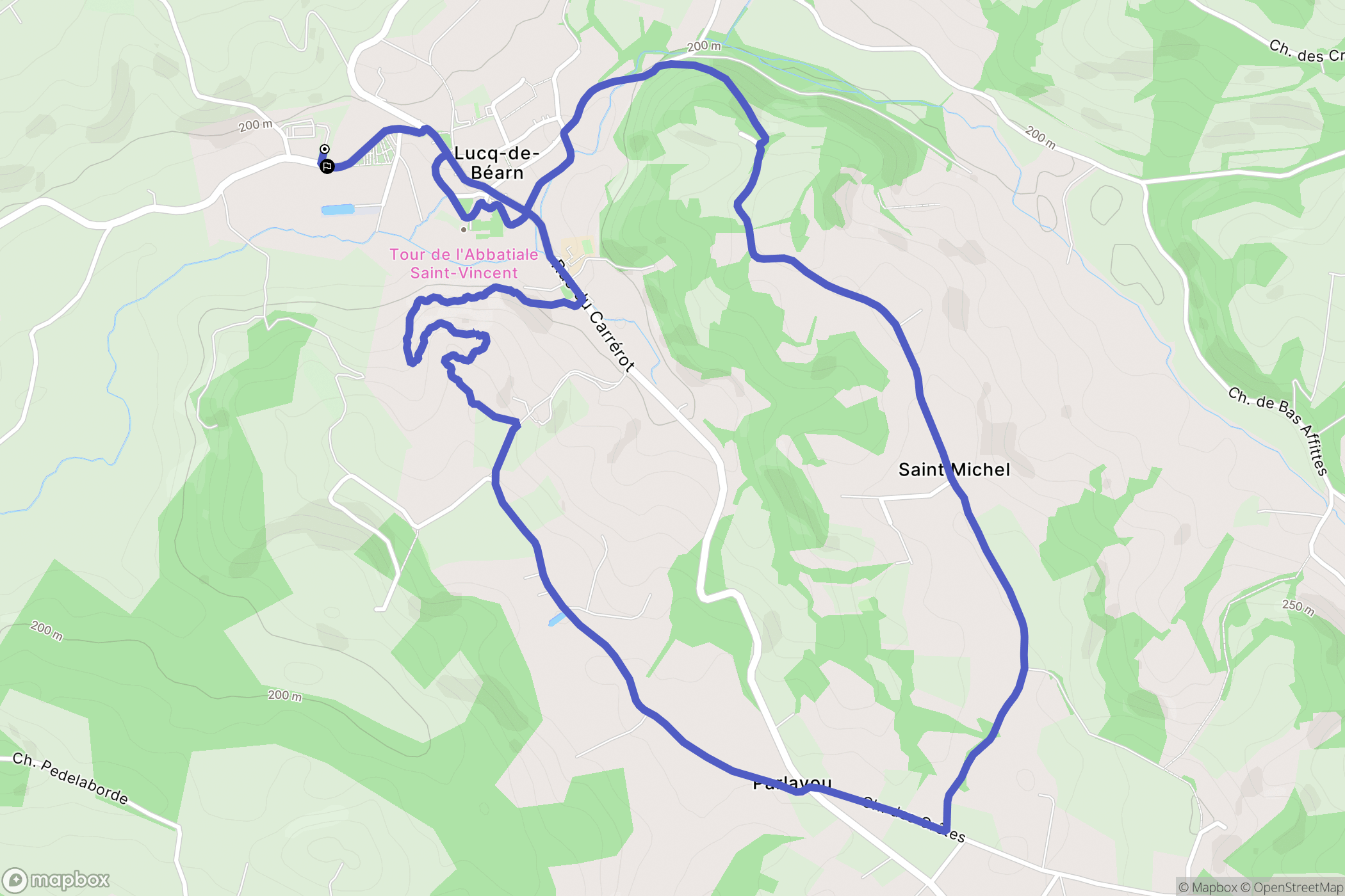 Lucq-de-Béarn : carte du parcours de randonnée - France