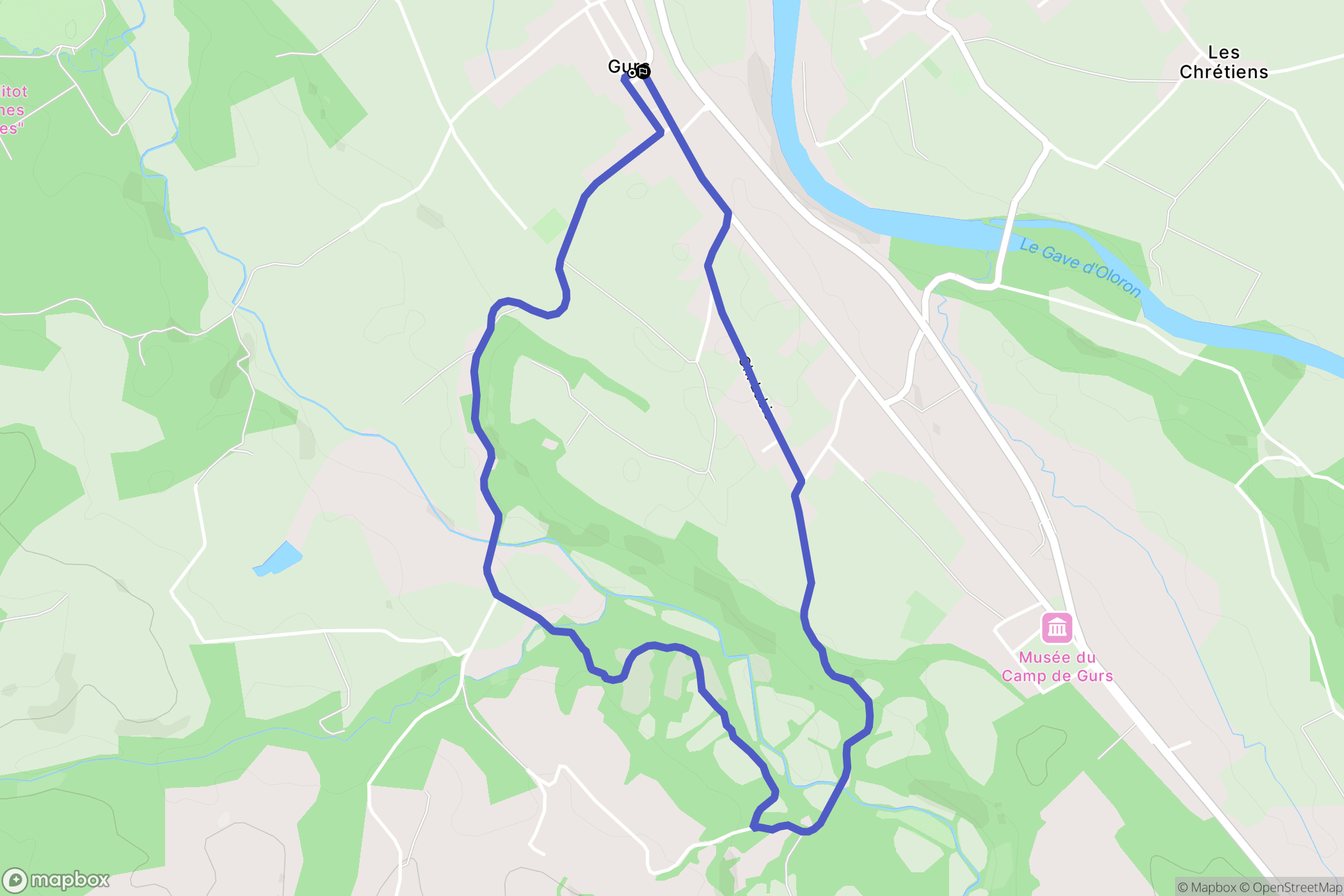 Gurs : carte du parcours de randonnée - France