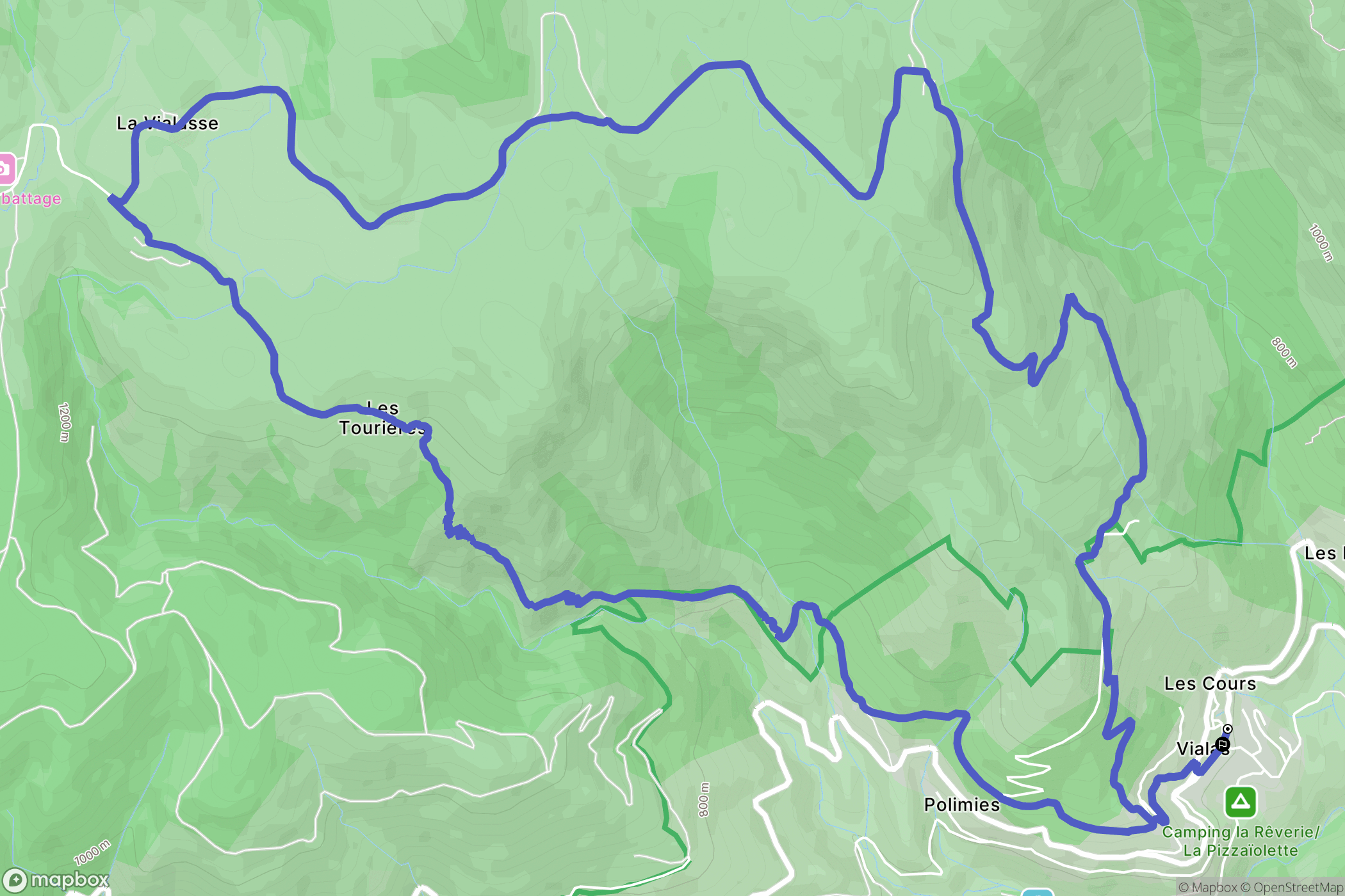 Vialas : carte du parcours de randonnée - France