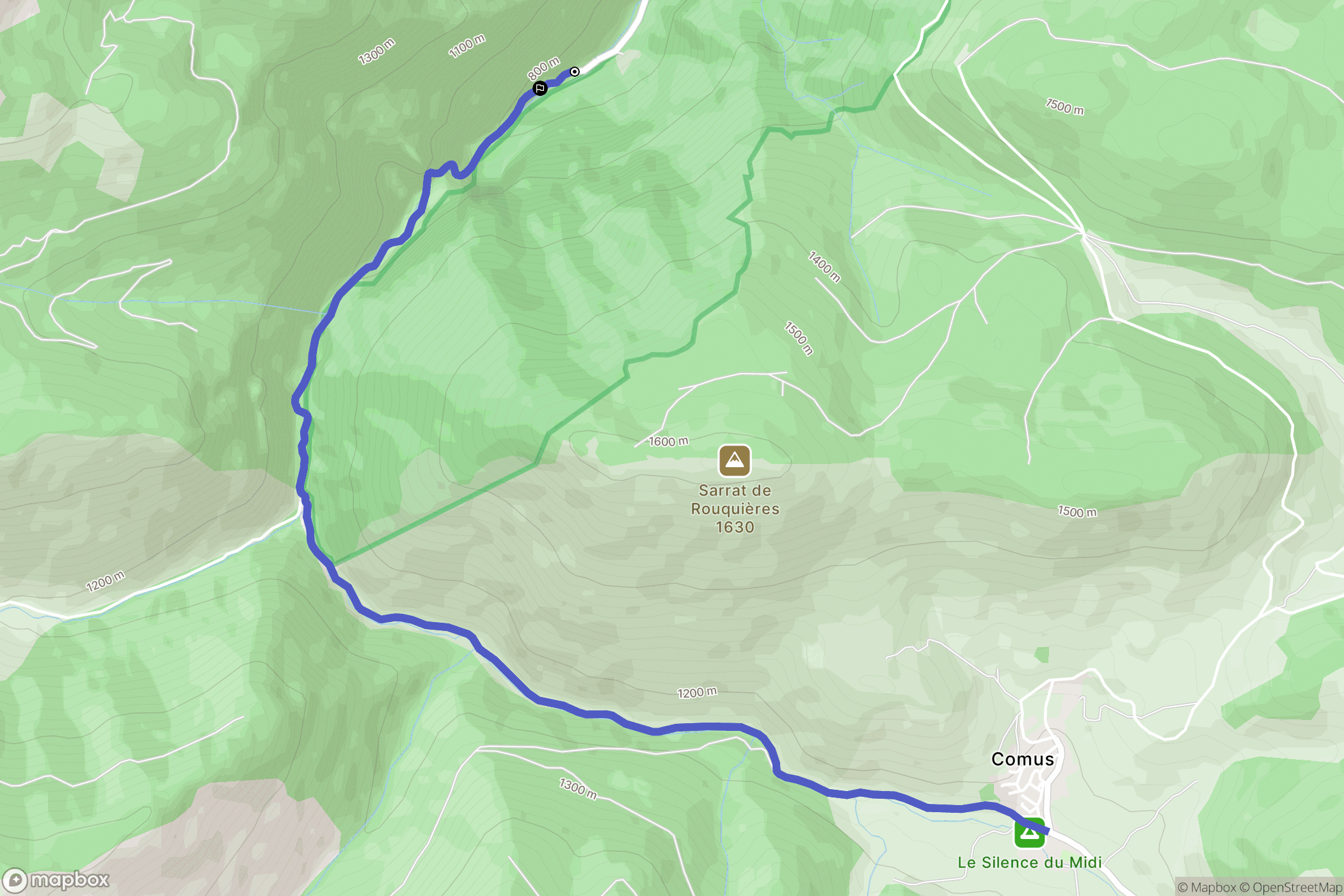 Montségur : carte du parcours de randonnée - France