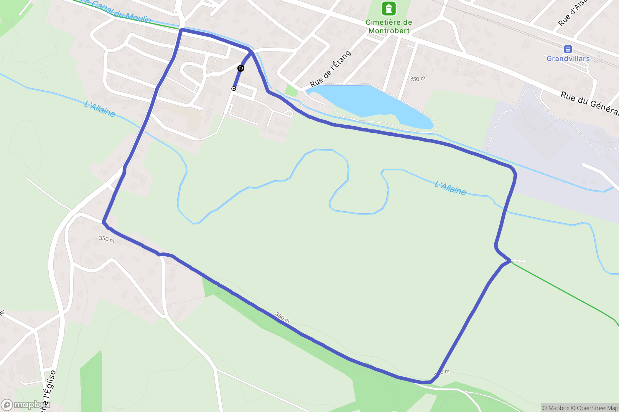 Grandvillars : carte du parcours de randonnée - France