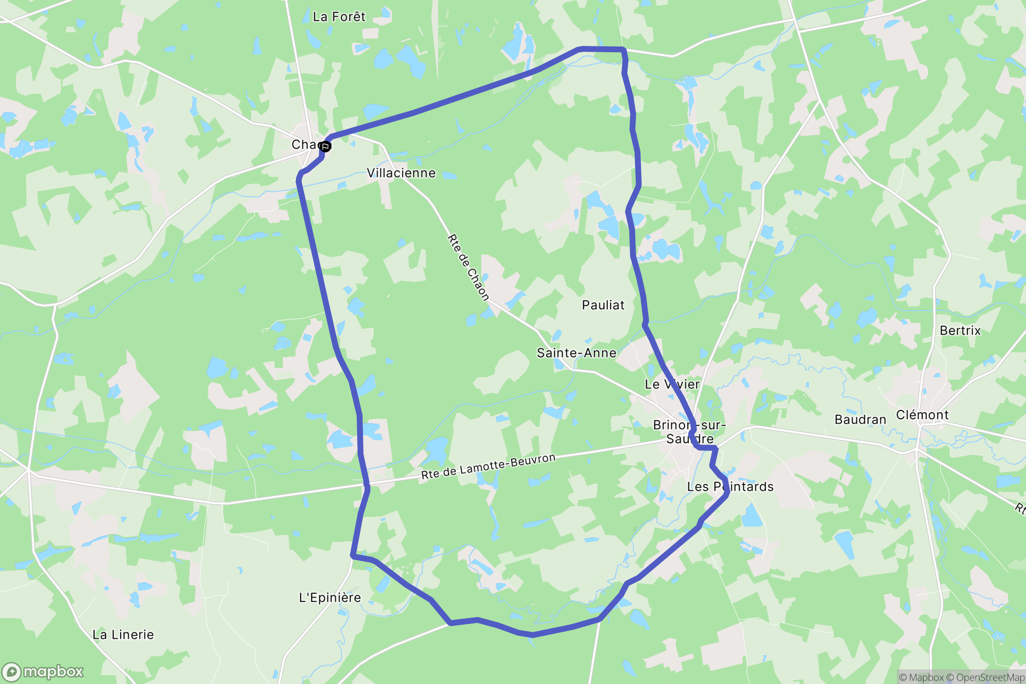 Chaon : carte du parcours de randonnée - France