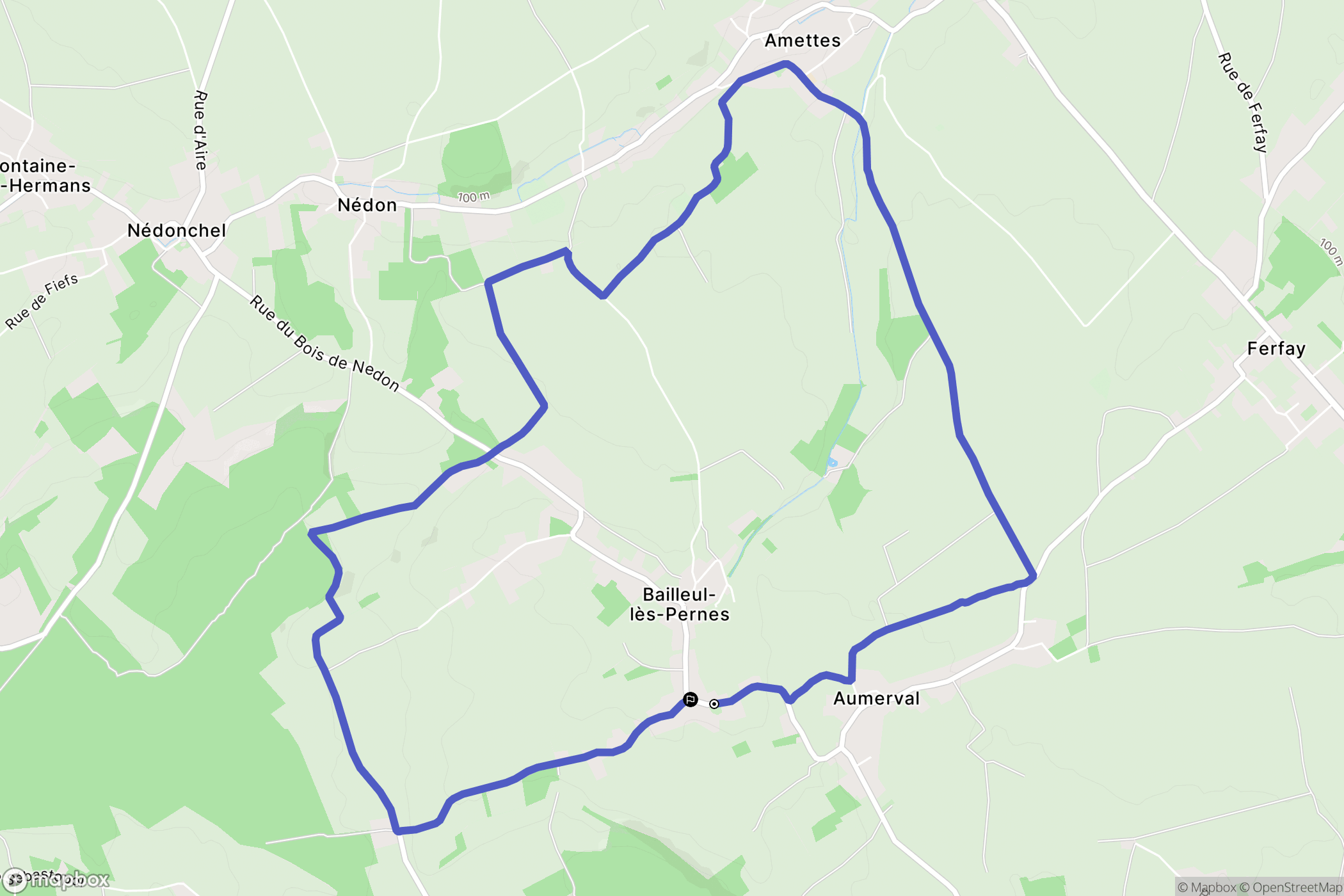 Bailleul-lès-Pernes : carte du parcours de randonnée - France