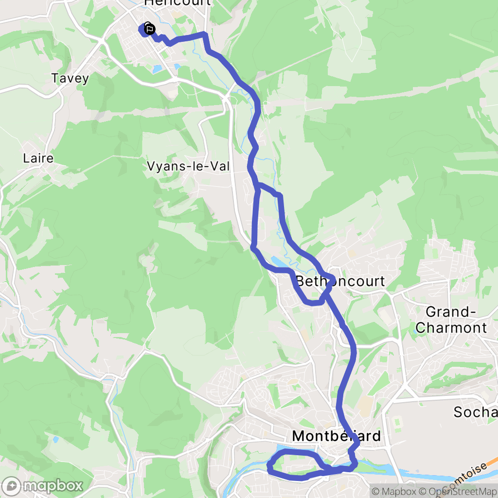 Héricourt : carte du parcours de randonnée - France