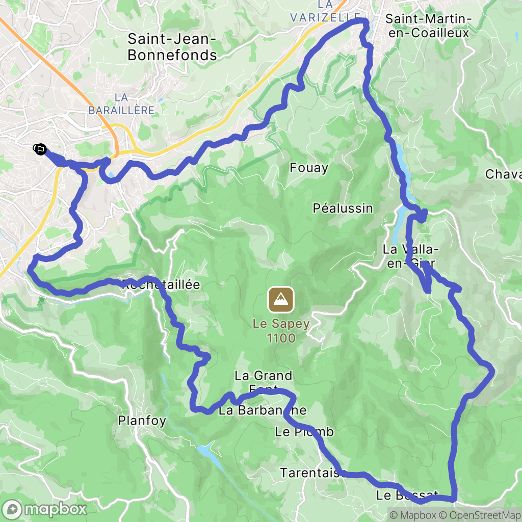 Saint-Étienne : carte du parcours de randonnée - France