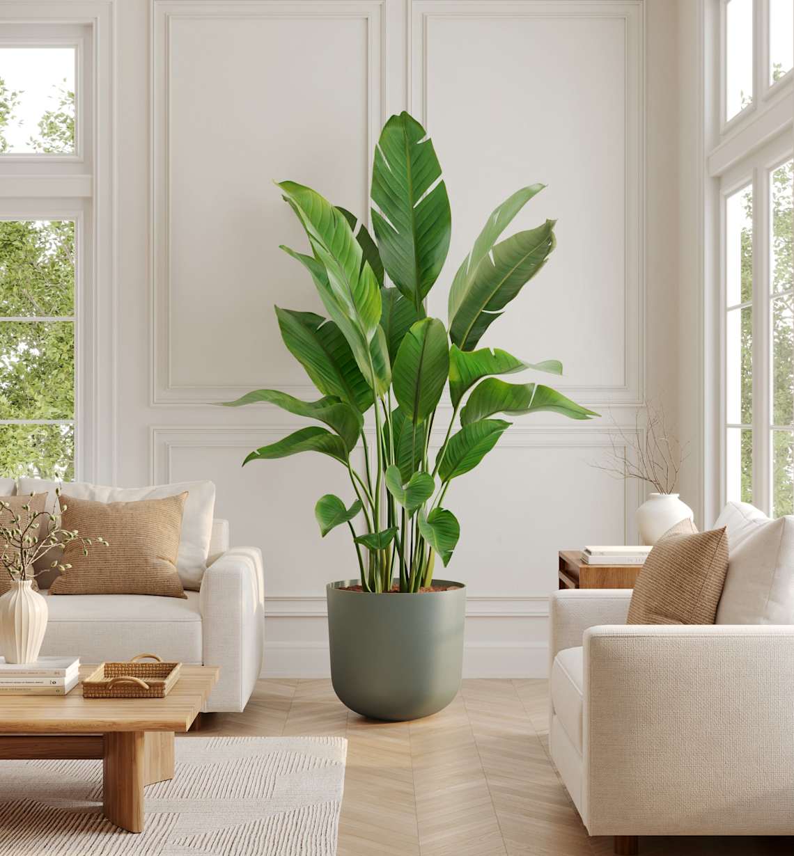 blue leaf philodendron Nearly Natural 5' Large Leaf Philodendron Artificial Plant in Blue Planter - Real Touch