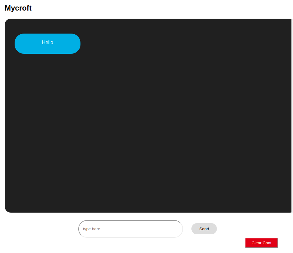 first-person component with one sent message: 'Hello'