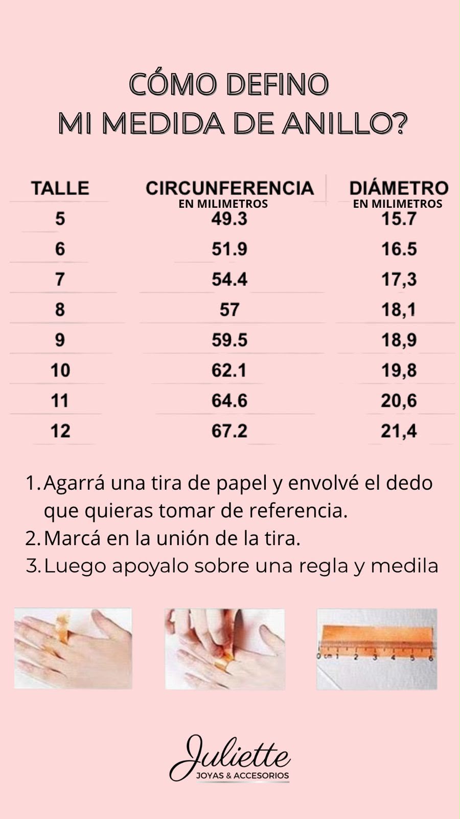 Guia de Talles de Anillos Juliette