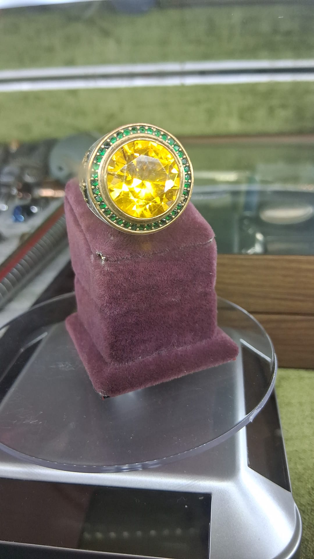 925 Ayar Gümüş Sarı Taşlı Osmanlı Tarzı Erkek Yüzüğü — Modern / Vintage
