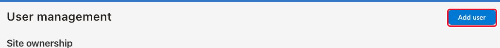 The "Add user" button in the top right corner of the page