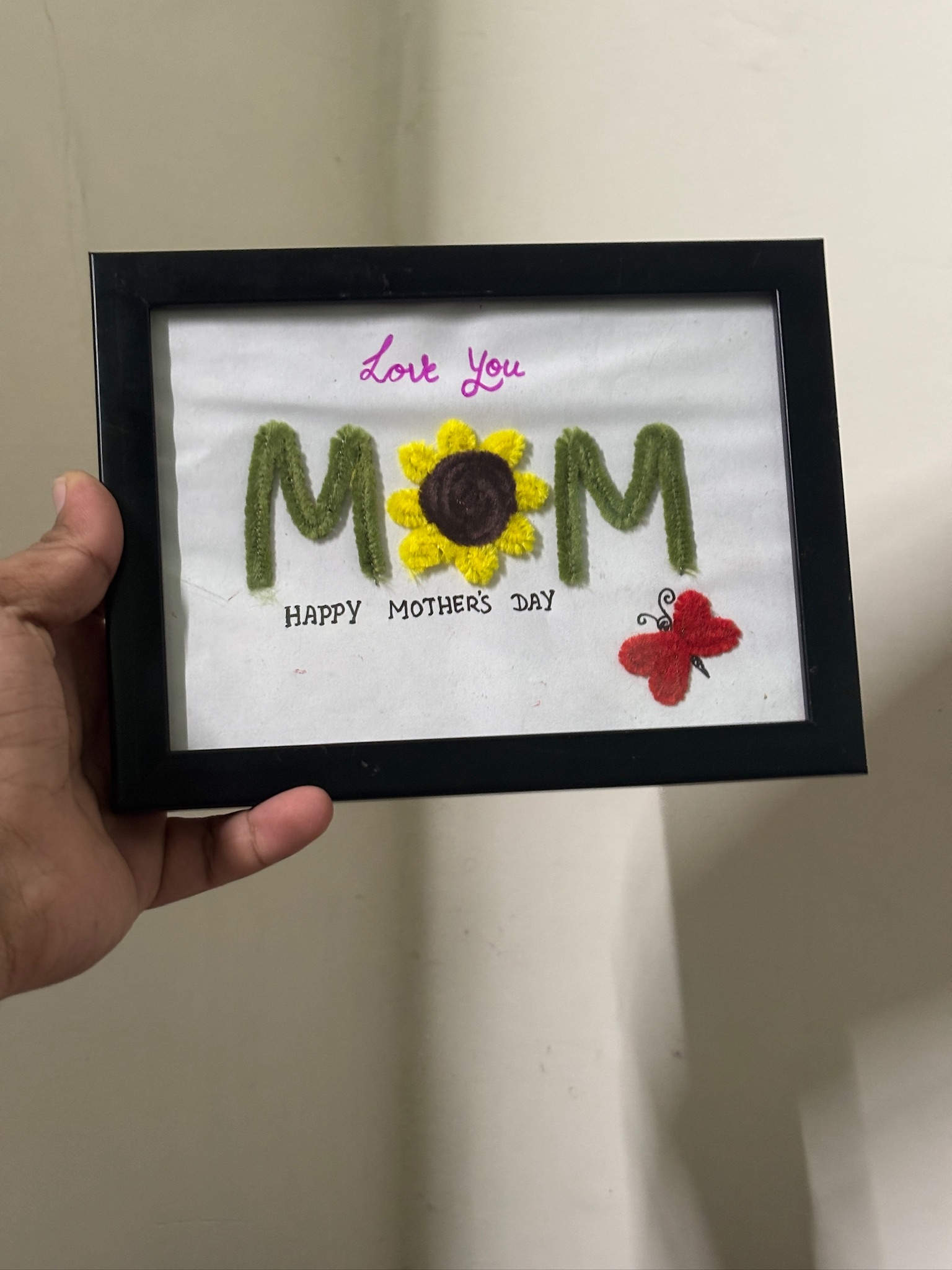 Mother’s Day Handmade Photo Frame – Crochet “Mom” Floral Gift
