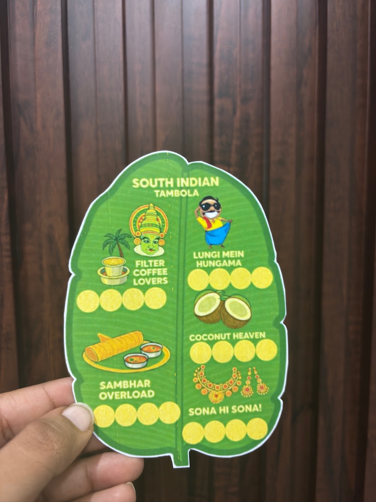 South Indian Tambola Ticket DC029 | South India Theme Housie Game Ticket | Filter Coffee & Sambhar Theme Tambola for Kitty Party | durvacreation.in
