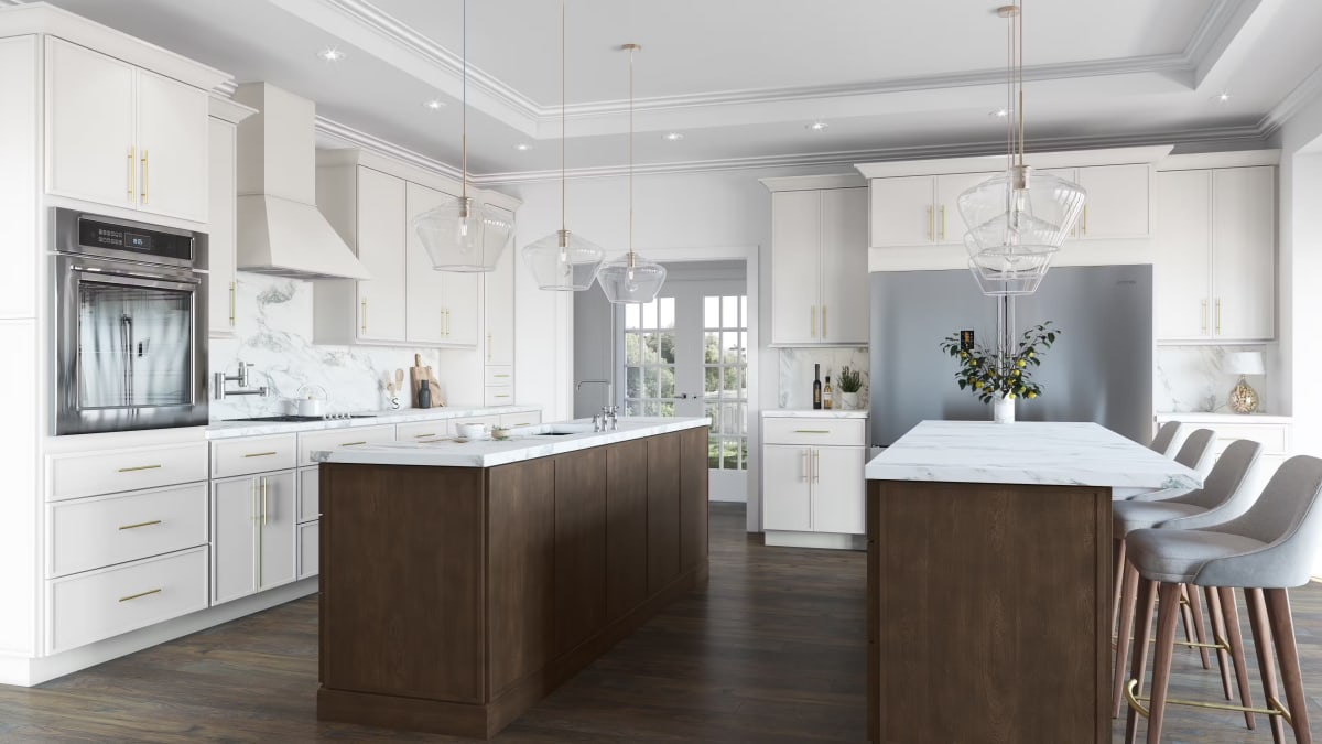 Kitchen featuring Fabuwood Luna Dove and Kona cabinets