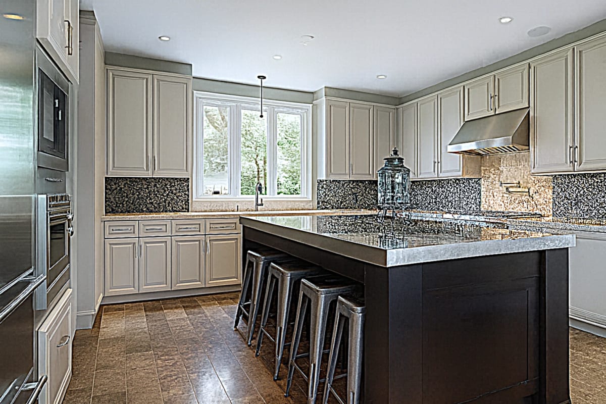 Kitchen featuring North Timber Cape Cod Gray cabinets